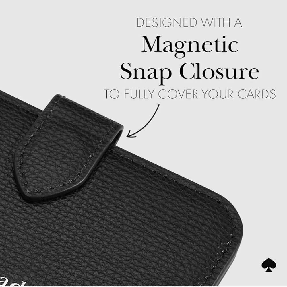 Kate Spade Magnetic Safiano Leather Black Phone Wallet Case - Picture 8 of 8
